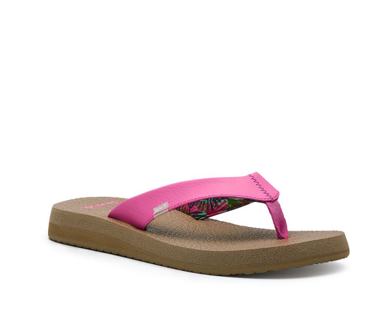 Sanuk Yoga Mat Cushioned Women's Flip Flops Pink | Canada 56OKI